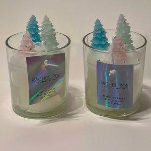 NWT! RARE! TWO RACHEL ZOE PASTEL CHRISTMAS TREE CANDLES!